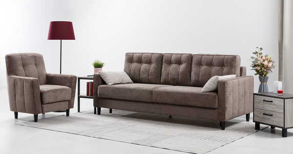 Диван-кровать прямой Арно ТД 564 велюр Лаки 06 коричневый перламутр, Vertical 910 молочно-серый