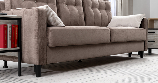 Диван-кровать прямой Арно ТД 564 велюр Лаки 06 коричневый перламутр, Vertical 910 молочно-серый