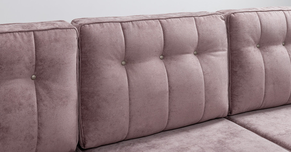 Диван-кровать угловой Арно ТД 567 велюр Лаки 17 пепел розы, Vertical 910 молочно-серый, сборка на любую сторону