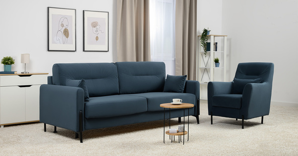 Диван-кровать прямой Барселона ТД 674 велюр Diagonal 999 синий