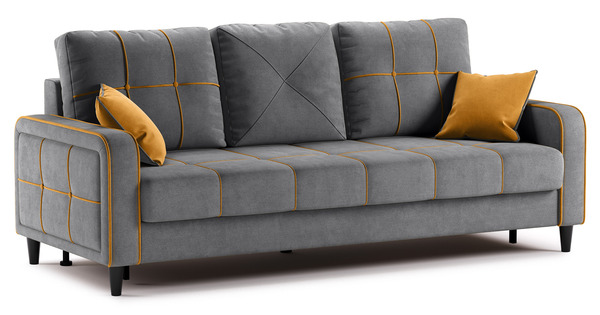 Диван-кровать прямой Черри ТД 287 велюр Irida 21 серый, Эвита умбер горчичный