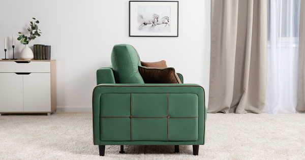 Диван-кровать прямой Черри ТД 288 велюр Irida 09 зеленый, Эвита шоколад бежево-коричневый