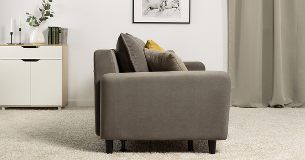 Диван-кровать прямой Дакота ТД 583 велюр Vendetta 10 серо-коричневый, Riga 1598 z1 col 34 горчичный, Romeo 03