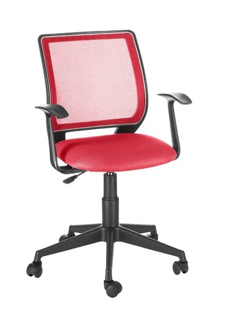 Кресло на колесах Эксперт Т эрго ткань-сетка красное, подлокотник пластик Т образный, крестовина пластик, без качания