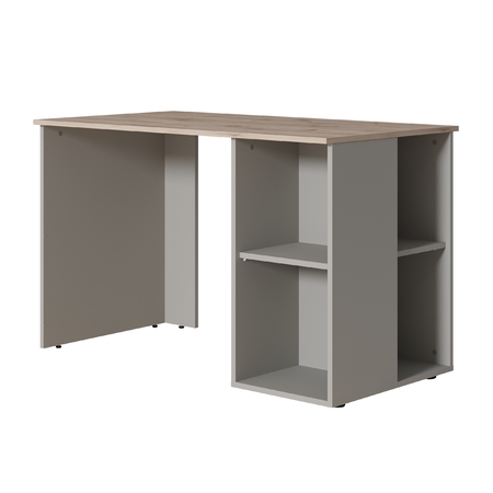 Стол письменный Лайт 12.163 серый шифер, дуб белый exclusive OW D4430, сборка на любую сторону, два варианта сборки тумбы