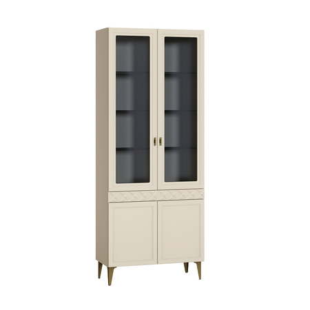 Шкаф-витрина Марион 16.397.02 слоновая кость С341 PE, слоновая кость 6898 ПВХ