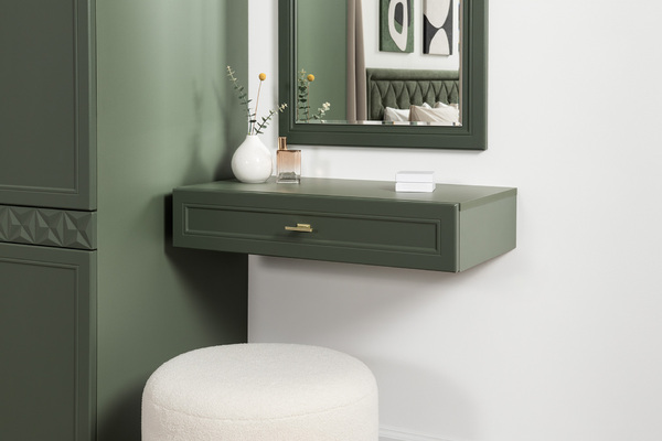 Стол-консоль Марион 12.318 дымчатый зеленый K521, олива шагрень AG 1050 ПВХ