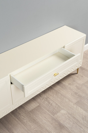 Гостиная Марион композиция 2 слоновая кость С341 PE, слоновая кость 6898 ПВХ, белый PE шагрень (собирается на любую сторону)