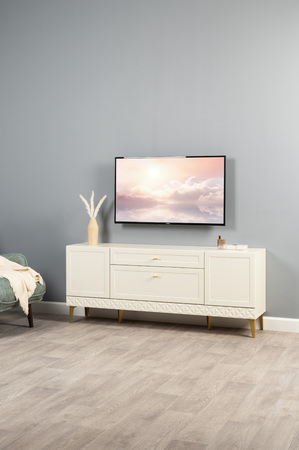 Гостиная Марион композиция 2 слоновая кость С341 PE, слоновая кость 6898 ПВХ, белый PE шагрень (собирается на любую сторону)