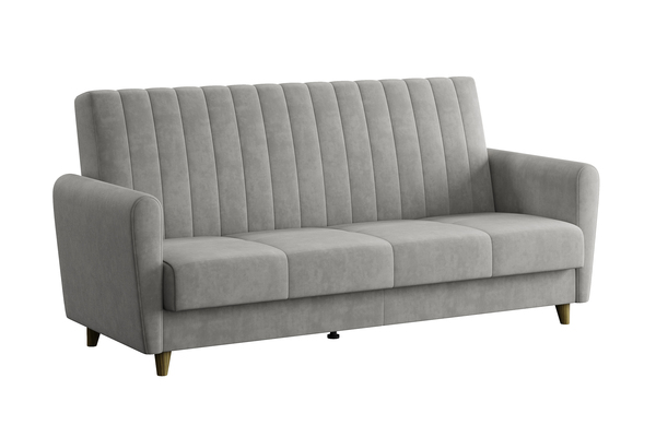 Диван-кровать прямой Монако велюр Вивальди 7 светло-серый с пружинным блоком (высота опор - 120мм)