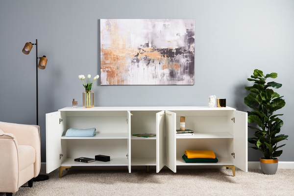 Тумба под ТВ Монтесито 16.66 Белый PE шагрень, белая шагрень 4101 ПВХ