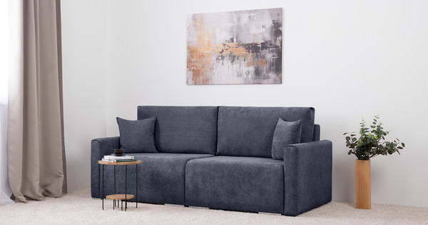 Диван-кровать прямой Оксфорд 713 композиция 3, MUZA 09 темно-синий, модульная система