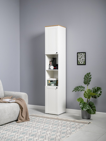 Стеллаж Остин 16.427 белый PE шагрень, дуб золотой CRAFT, белая шагрень 4101 ПВХ, сборка на любую сторону