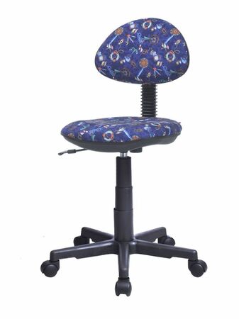 Детское кресло без подлокотников Логика обивка ткань саржа Т45 якоря на синем, крестовина пластик, без качания