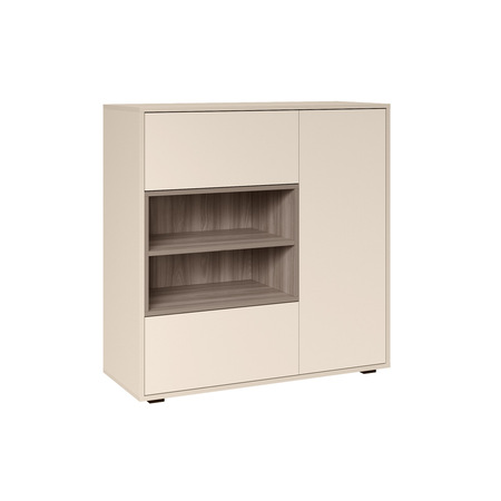 Комод Тайл 16.236 сатин 7045 SU, эмили блаш U9135, белый PE шагрень, собирается на любую сторону