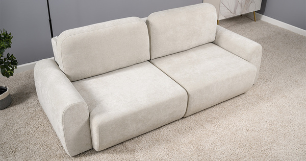 Диван-кровать прямой Тэдди 1505 композиция 1, букле Pique 010 светло-серый, модульная система