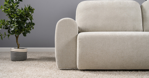 Диван-кровать прямой Тэдди 1505 композиция 1, букле Pique 010 светло-серый, модульная система