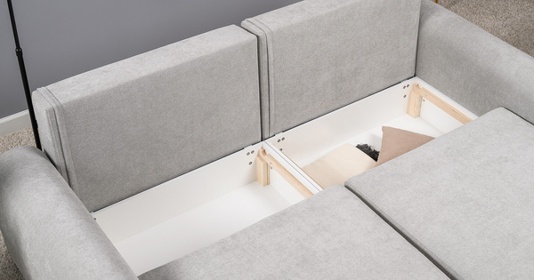 Диван-кровать прямой Тэдди 1506 композиция 1, букле Pique 011 серый, модульная система