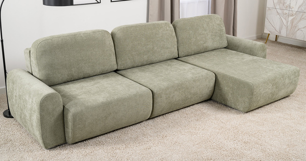 Диван-кровать угловой Тэдди 1503 композиция 3, букле Pique 007 оливковый, модульная система, сборка на любую сторону