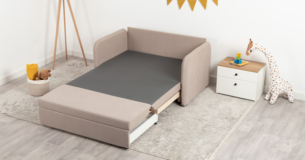 Диван-кровать прямой Юта (120) ТД 524 велюр Вивальди 4 серо-сливочный